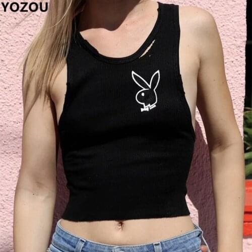 Women Summer Ribbed Embroidery Hollow Out Slim Bodycon Black White Crop Top Tank For Female