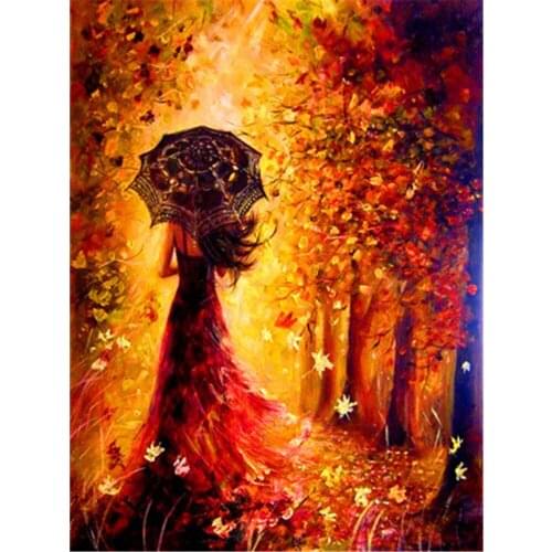 Woman Umbrella Pre-Printed 11CT Cross Stitch DIY Embroidery Full Kit DMC Threads Sewing Knitting Handicraft work Sales