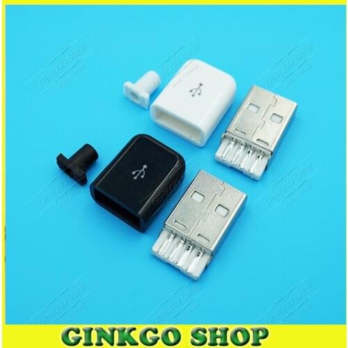 20sets/lot 3 in 1 DIY weldable Male USB plug, White and Black color, weldable USB male plug for apple style