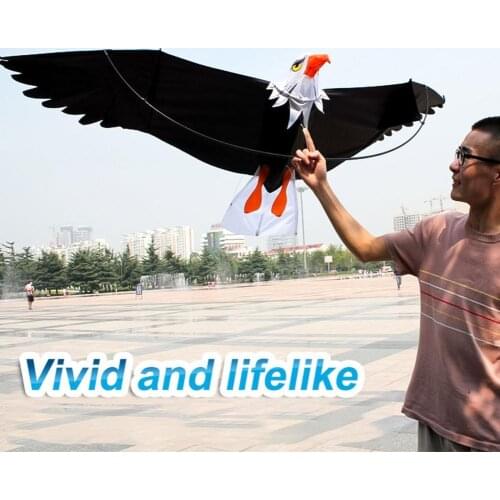 2021 2m Black Plaid Cloth Kite Huge Eagle Novelty Plaid Cloth with String Handle Toy Kites for Kid