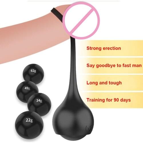 4 Pcs Men Male Penis Dumbbell Strong Hard Trainer Ball Silicone Sex Toy Adult Product-40