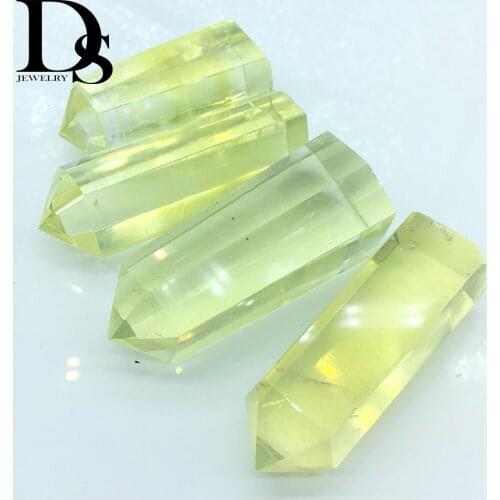 5pcs Yellow Blue Smelt Quartz Crystal Terminated Wand Point Reiki Healing Citrine Wand Crafts Home Decoration 65-70mm