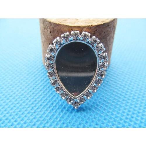 50pcs White Rhinestone Flatback Copper Raindrop Pendant Charm Finding,Base Setting Tray Bezel,fit 13mmx18mm Cabochon Cameo