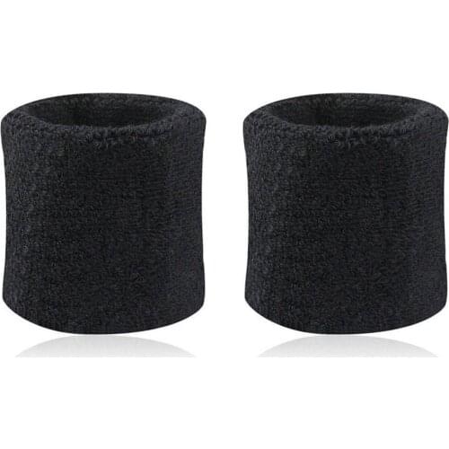 60% Hot Sale 2Pcs Sports Wristband Solid Color Absorbent Cotton Breathable Quick Dry Sweatband for Tennis