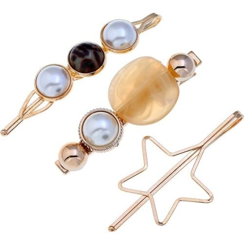 60set/lot 3pcs/set DIY Simple Multi Alloy Pierced Pentagram Hair Clip Frog Hairpin Hair Styling Tools Accessories HA1428