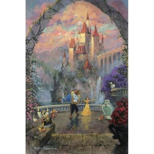 Full Square Round Rhinestones Embroidery Handcraft Cross Stitch Cute Beauty and the Beast Diy Diamond Painting Home Decor