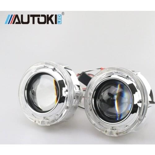 Autoki 2.5 Pro HID Bi xenon Lenses Headlight Car Projector Lens GTI LED Angel Eyes Mask DRL Headlamp Retrofit DIY Car-styling
