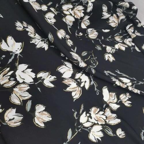 Glittery Party Dress Chiffon Flower Printed Bling Style Shiny Fabric Cosplay Glamy Dress DIY Clothing Fabric