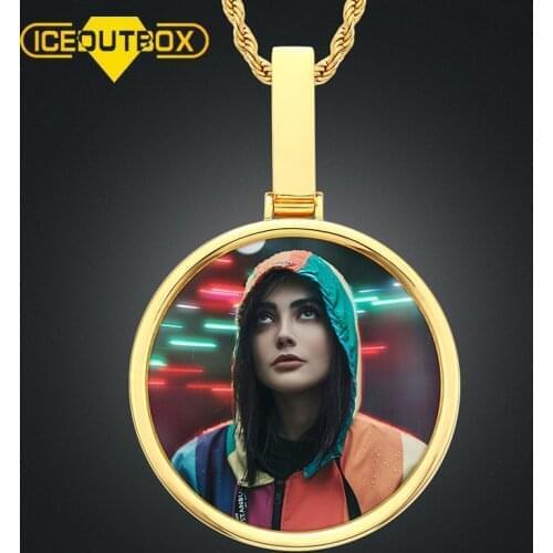 Only Pendant Custom Photo Memory Medallions Solid Pendant Necklace Circle Hip Hop Jewelry Chain Personalized Without Crystal