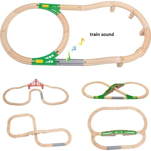 5 Models Usual Wooden Railway for Train Set With Sound Wooden Train Track Pack Train Toys Accessories Fit For All Common Railway