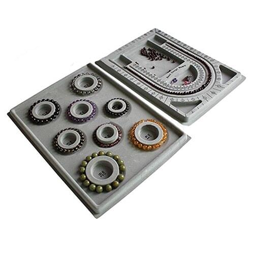 Flocked Bead Board Bracelet Necklace Beading DIY Jewelry Making Gray Organizer Tray Design DIY Craft Tool Accessories