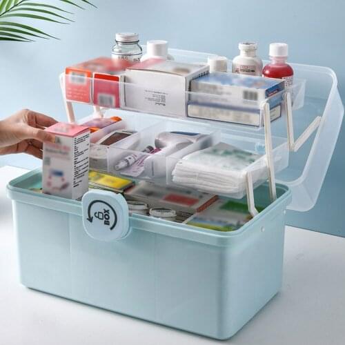 Household Medicine Storage Box Family Medicine Box Childrens Large Capacity Multi-layer Portable First Aid Medical Kit
