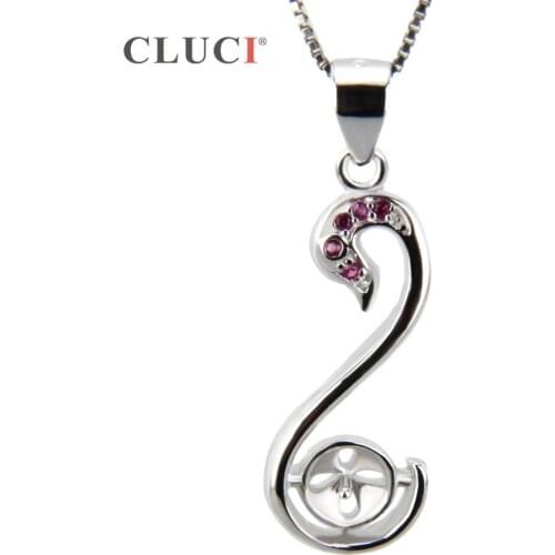CLUCI 925 sterling silver beautiful Swan pearls locket pendant accessories nice metal necklace jewelry charms for women SP163SB