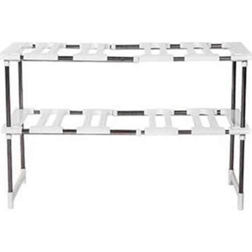 Kitchen Shelf Organiser Floor Type Adjustable Extendable Double Layer Dishes Storage Rack Under Sink Multifunction Shelf