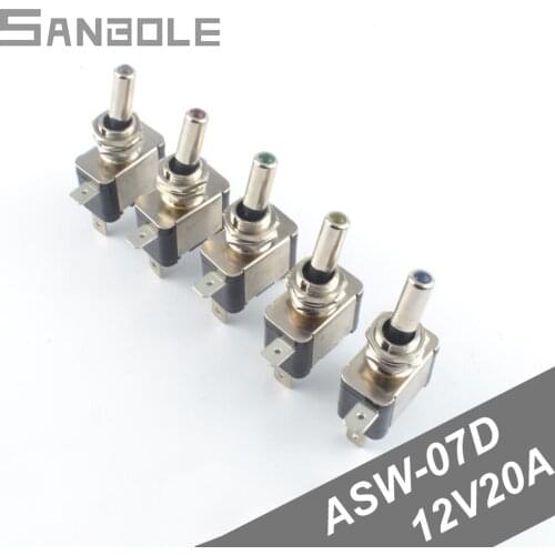 Rocker Switch 12MM LED Automobile Arm Switches ASW-07D 12V 20A Racing Yacht Headlight (10PCS)