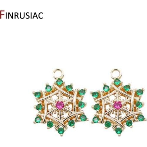 Green Zircon Rhinestone Snowflake Pendant For Jewelry Making Handmade DIY Earrings Necklaces Designer Charms Accessories