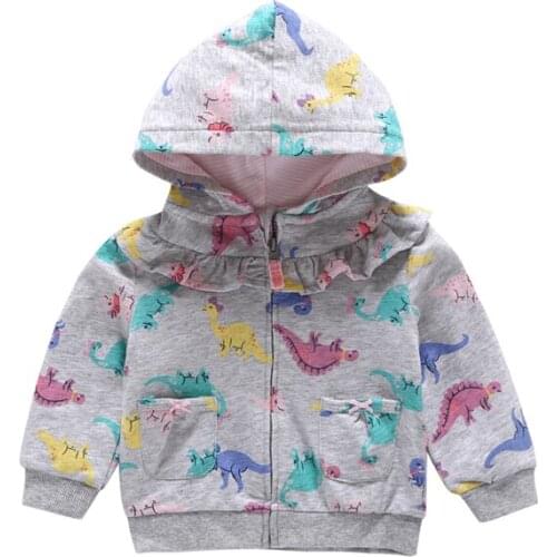 Baby girl jackets clothes long sleeve hooded animal print dinosaur 2019 spring toddler infant kids boys coat outwear cotton