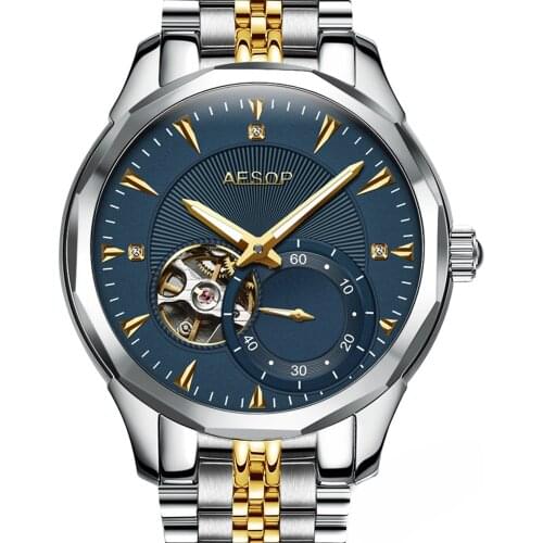 AESOP Skeleton Watch Men Luxury Automatic Mechanical Tourbillo Watch Sapphire Man Wrist Wristwatch Male Clock Relogio Masculino