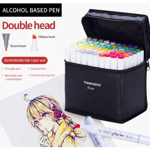 30/40/60/80/168 Colors brush pen for manga mark pen set double-headed triangle marker optional color matching art supplies