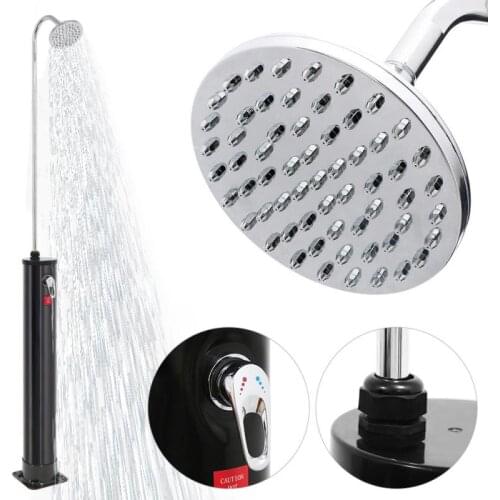Black Silver 18L Solar Shower Column Floor Standing Shower Faucet Set Resistant Corrosion Shower Pillar With Handshower HWC