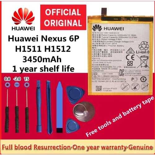 New 100% Original Battery HB416683ECW Rechargeable Li-ion Phone Battery for Huawei Nexus 6P H1511 H1512 3450mAh+Free Tools