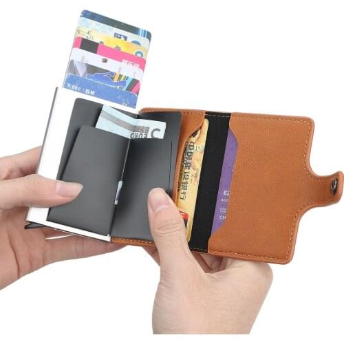 2021 New Automatic Wallet Aluminum Alloy Card Case Anti-Degaussing Anti-Theft RFID Aluminum Bank Credit Card