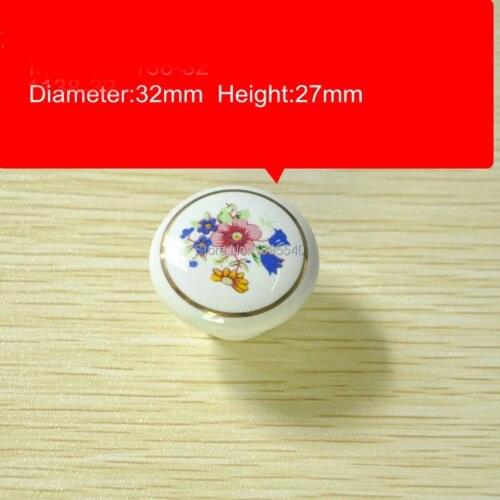 New 32mm Ceramic Cabinet Drawer Knobs Cupboard Knob Wardrobe Handles Bedroom Flower Closet Knobs Dresser Pulls Shoesbox Pulls
