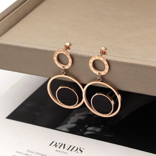 New Fashion Womens Jewelry Roman Number Circle Round Earrings Earrings Rose Gold High Quality Woman Earrings