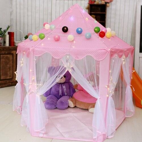Girls Castle Wigwag Tent Princess Tipi Childrens Tent for Kids Portable Ball Pool Childrens House Room Dry Pool Ball Box Toy
