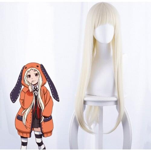 Japanese Anime Kakegurui Cosplay Wig Yomotsuki runa Cosplay Wig Long Straight Yellow White Hair Synthetic wig Party Carnival Wig