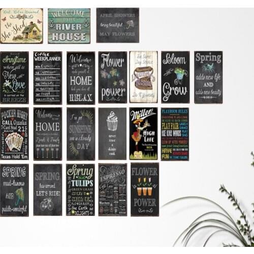 Letter Flower Retro Metal Sign Family Bar Club Restaurant Fitness Place Wall Decoration Board Newspaper Metal Tin Sign 20x30cm