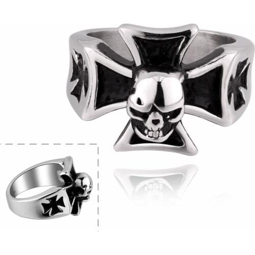 Drop Ship Big Punk Biker Skull Ring For Man Stainless Steel Unique Punk Men Cool Jewelry Vintage Ring Size 7 8 9 GMYR011