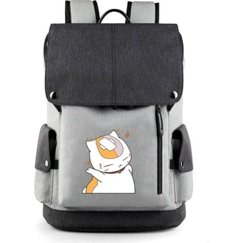 Anime natsume yuujinchou backpack cat teather bags shudent schoolbag USB cable Nylon travelling bag