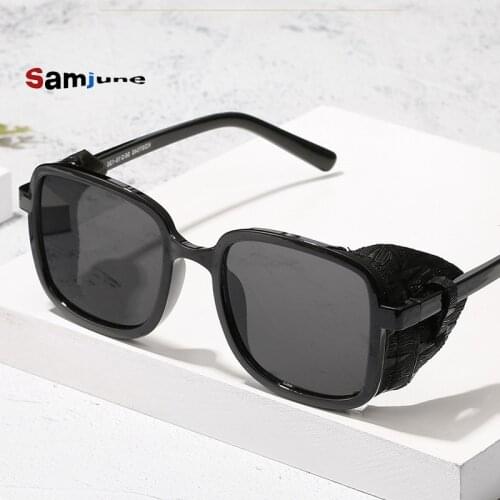 Samjune NEW Steampunk Square Glasses Foreigners Double Beam Sunglasses Men European American Personality Unisex Women Sunglasses