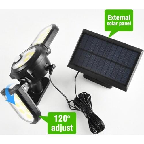 Solar Lights Outdoor 3 Head Remote Control Wall Light 1208 LEDs Motion Sensor Light Wide Angle Flood Light Garden Decoration