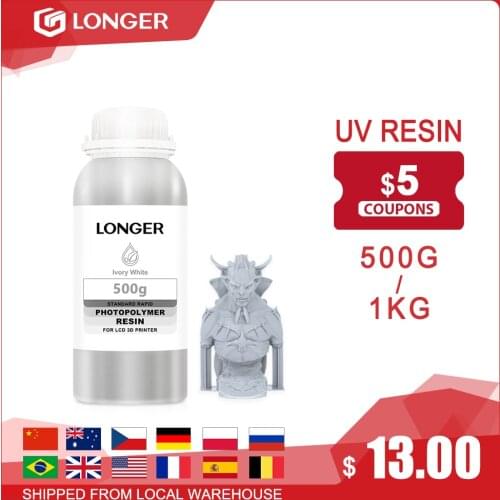 LONGER 405nm UV Resin 500g/1kg Liquid Photopolymer Compatible Printer 3D Resin Photosensitive Uv Resin