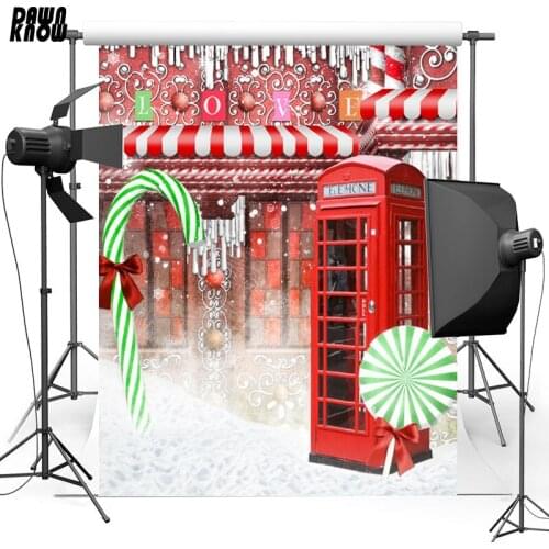 DAWNKNOW Telephone Booth Vinyl Photography Background For Newborn Lollipop Photo Shoot Backdrop For Christmas Photo Studio L894