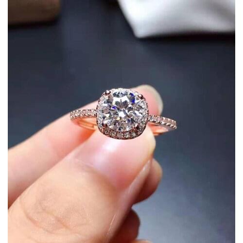 High-quality 1 Carat Moissanite Diamond Fashion Simple Womens S925 Sterling Silver Ring Fine Wedding Jewelry MeiBaPJFS
