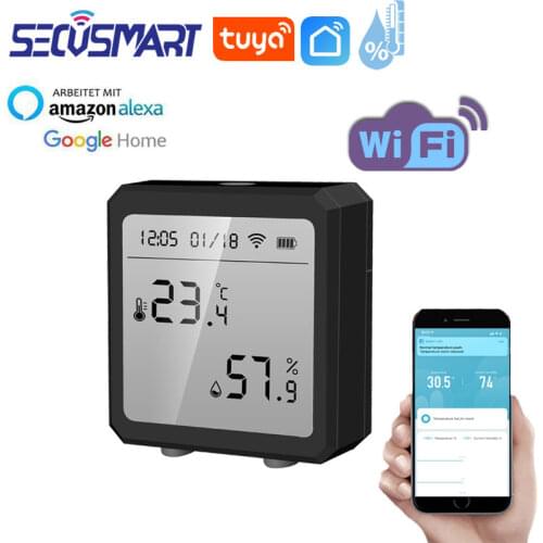 WiFi Temperature Sensor Tuya Smart Humidity Sensor Indoor Hygrometer Thermometer With LCD Display Support Alexa Google Home
