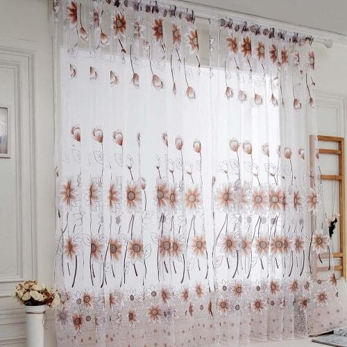 1 Pcs Vines Leaves Tulle Door Window Curtain Drape Panel Sheer Scarf Valances 4 Colors Available Kitchen Bedroom #P2