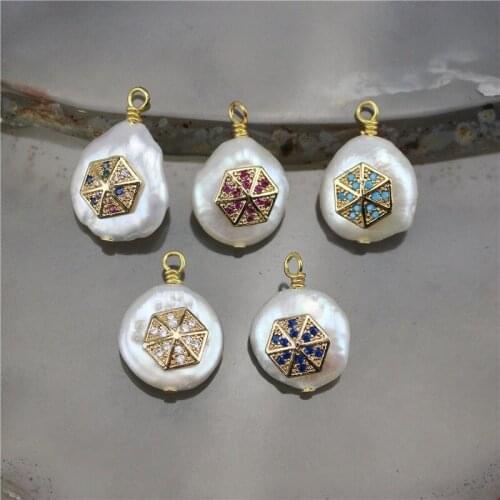 10-20mm 10pcs/lot Cubic zirconia micro pave charm,freshwater pearl with cz charm,freshwater pearl cz jewelry cheap component