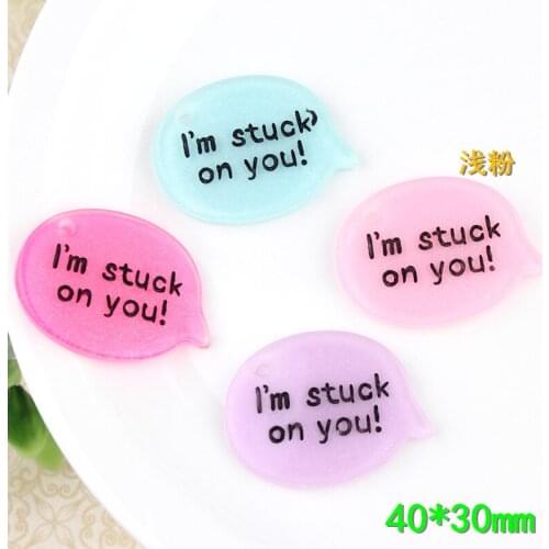 10pcs 30*40MM Mix DIY Resin I'm stuck on you charms lot word tag message pendant craft dangle jewelry making ornament decoration