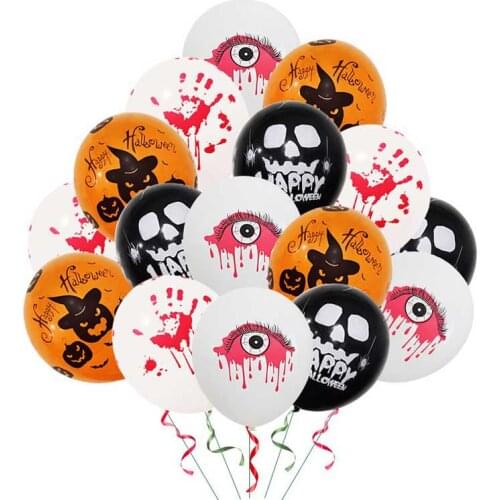 16Pcs/lot Halloweens Decoration Balloons Blood Hand Print Pumpkins Bat Latex Balloon for DIY Halloween Party Decoration Supplies