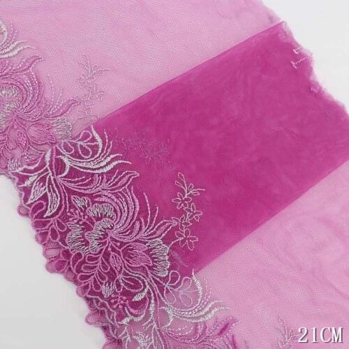 2Yards Embroidery Lace Trim Mesh Tulle Fabric Ribbon Handmade DIY Needlework Sewing Doll Dress Bra Lingerie Clothing Material