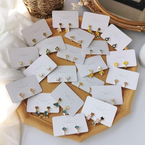 2021 Fashion Jewelry Girls Cute Small Non-pierced Ear Clips Personality Dripping Glaze Colored Cat Flower Earrings Ear Bone Clip