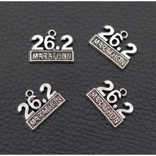 26.2 MARTHON Tags Pendant-Long Run Charms, Athletics Charms, Sports Fitness Charms, Silver Color Tone A2001 15pcs