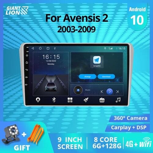 2DIN Android10.0 Car Radio For Toyota Avensis T250 2 II 2003-2009 Car Receiver GPS Navigation Autoradio Bluetooth Player Carplay