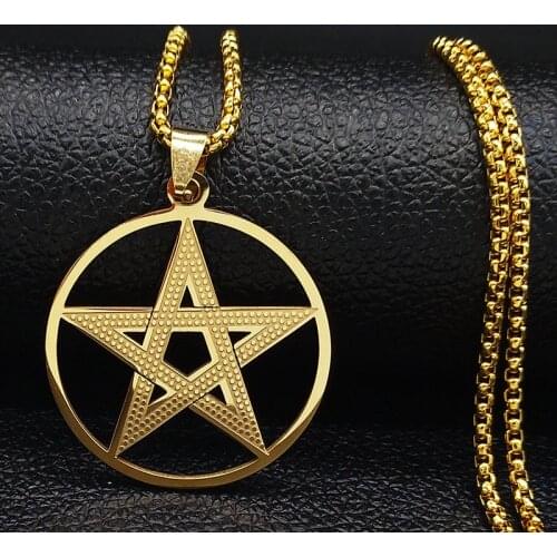 2021 Fashion Witchcraft Stainless Steel Chain Necklaces Men Gold Color Necklaces Pendants Jewelry colgantes mujer moda N1112S02