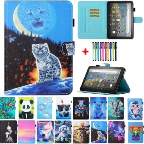 Animal Print Tablet Cover Funda for All New Kindle Fire HD 10 Plus 2021 Wallet Stand Coque For Kindle Fire HD 10 2021 Case 11th
