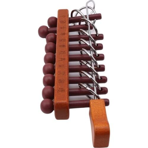 Wooden Chinese 9 Linked Rings Puzzle Educational Toys Brain Teaser Brain Game